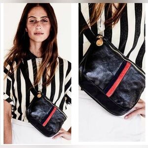 Clare V. Stripe Black Leather Belt Bag